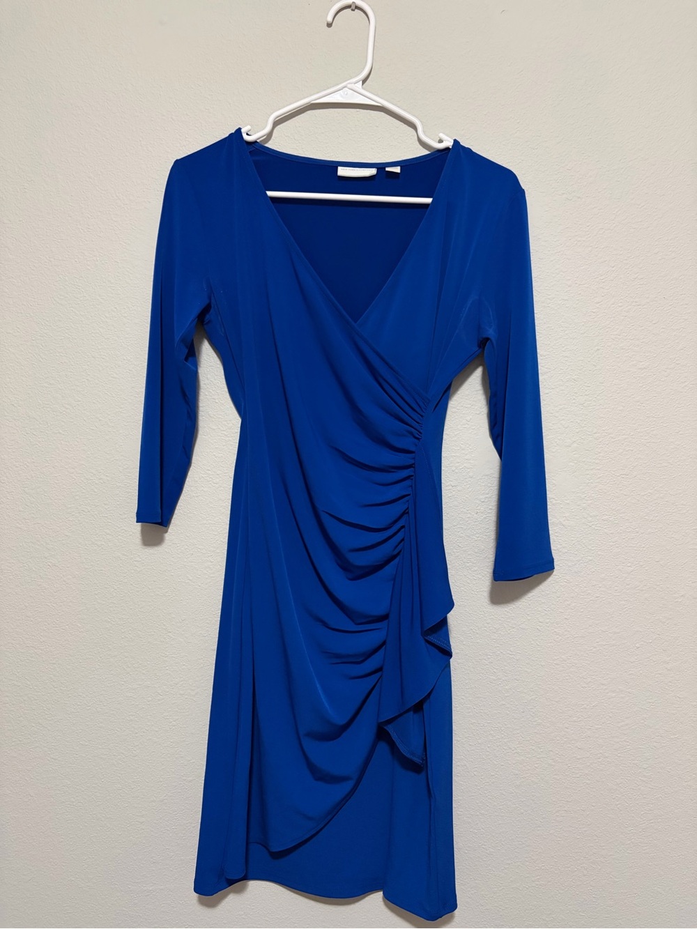 New York & Company Cobalt Blue Long Sleeve Wrap Dress